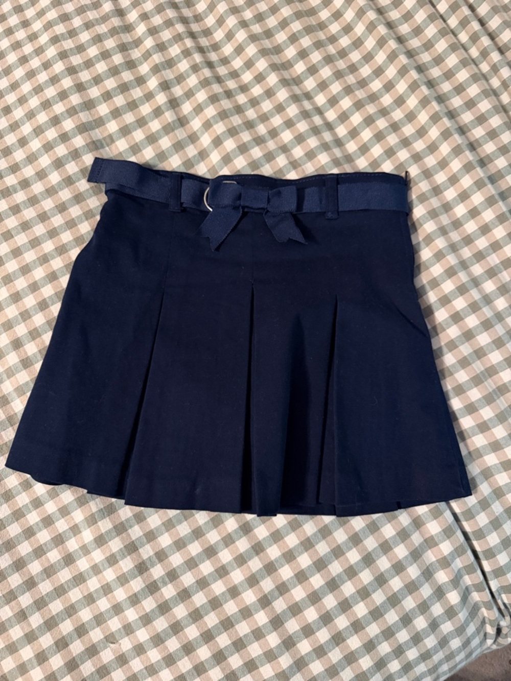 Gymboree Navy Pleated Mini Skirt with Bow Belt (uniform)